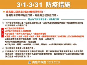 中央流行疫情指揮中心宣布自本(111)年自3月1日至3月31日適度放寬防疫